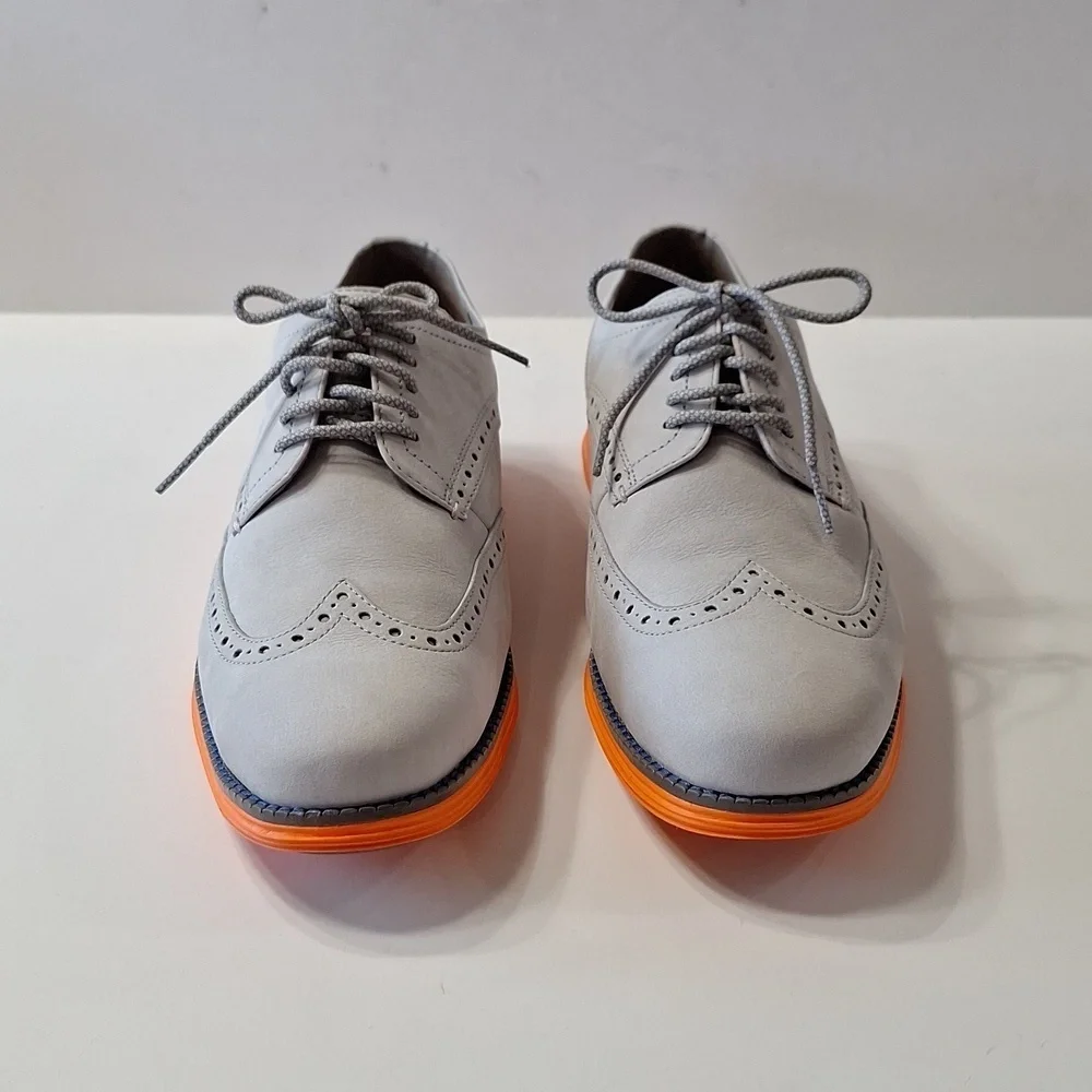 Cole Haan NEW Men's Gray/Orange Original Grand Lightweight Wingtip Shoes Size 8W